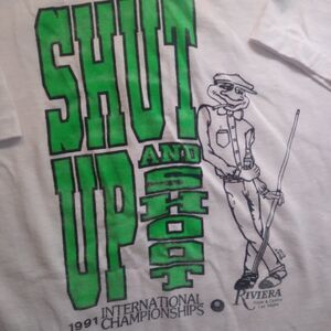 Vintage Shut Up And Shoot Frog Billiards Pool Championship 1991 T-Shirt